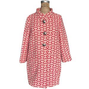 Caroline Biss Pink Geometric Button-Up Coat Size 36 US S